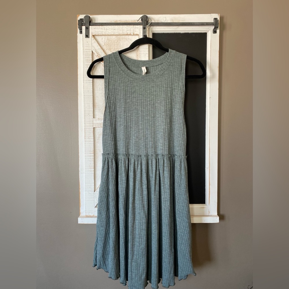 Ruffle Waist “Green” Ribbed Dress Medium/Large